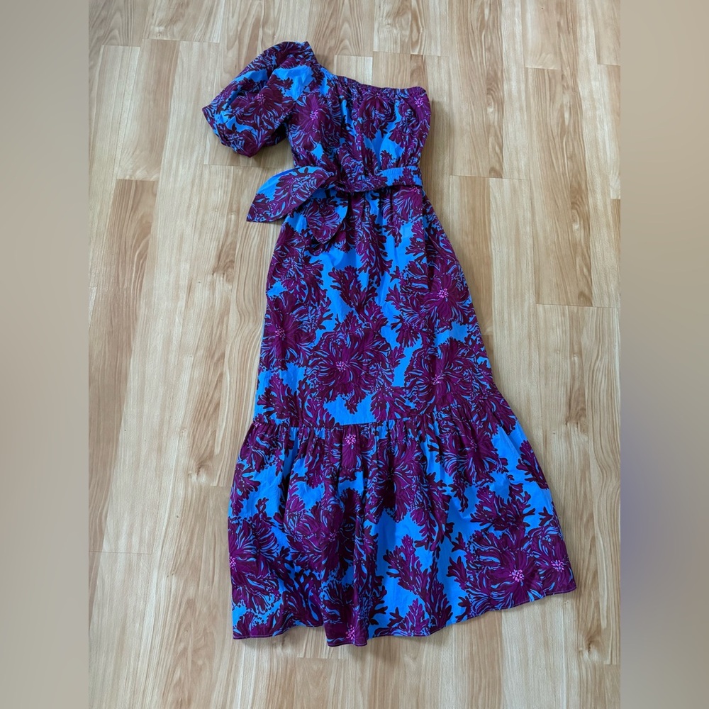 Lilly Pulitzer Zelalynn One Shoulder Dress in Blue and Purple
